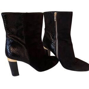 MICHAEL KORS Womens Sz 8.5M Black Leather Snakeskin Ankle Fashion Boots Bootie